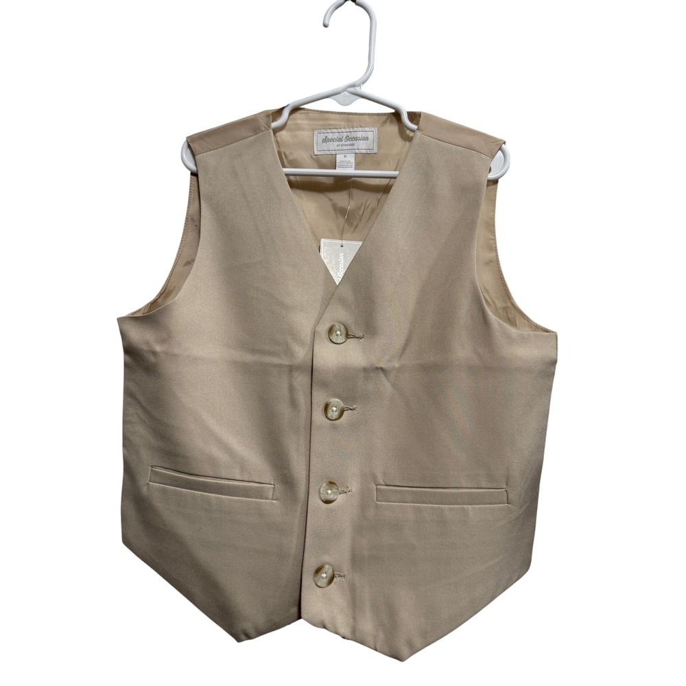 Gymboree Special Occasion Boys Tan Beige Formal Suit Vest Size 8 NWT